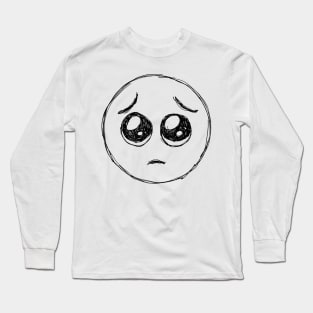 Dark and Gritty Pleading Face Emoji with BIG CUTE EYES Long Sleeve T-Shirt